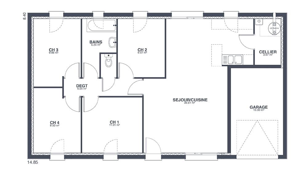 Plan Rez-de-chaussée Hestia Family